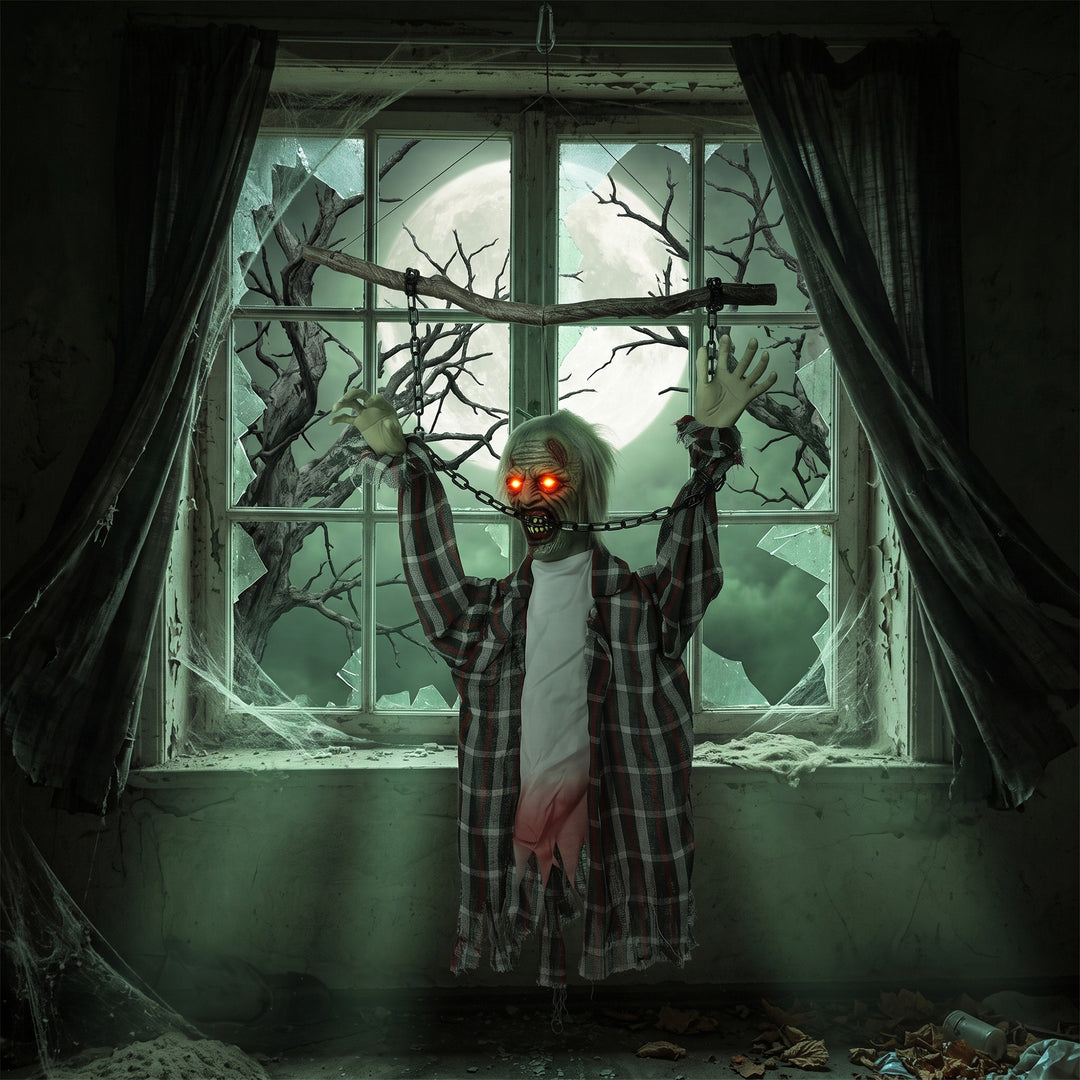 110cm Screaming Animated Hanging Halloween Decoration, Sound Touch Act