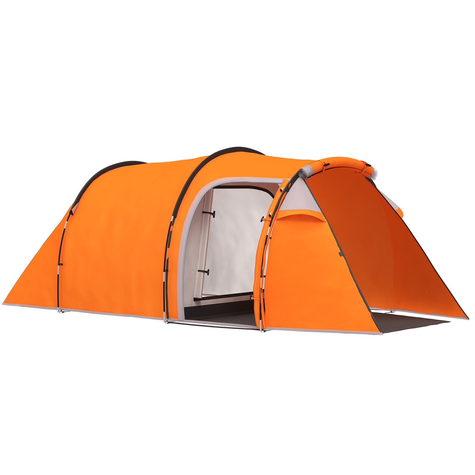 2-3 Man Tunnel Tents w/ Vestibule Camping Tent Porch Air Vents Weather-Resistant Shelter, Orange