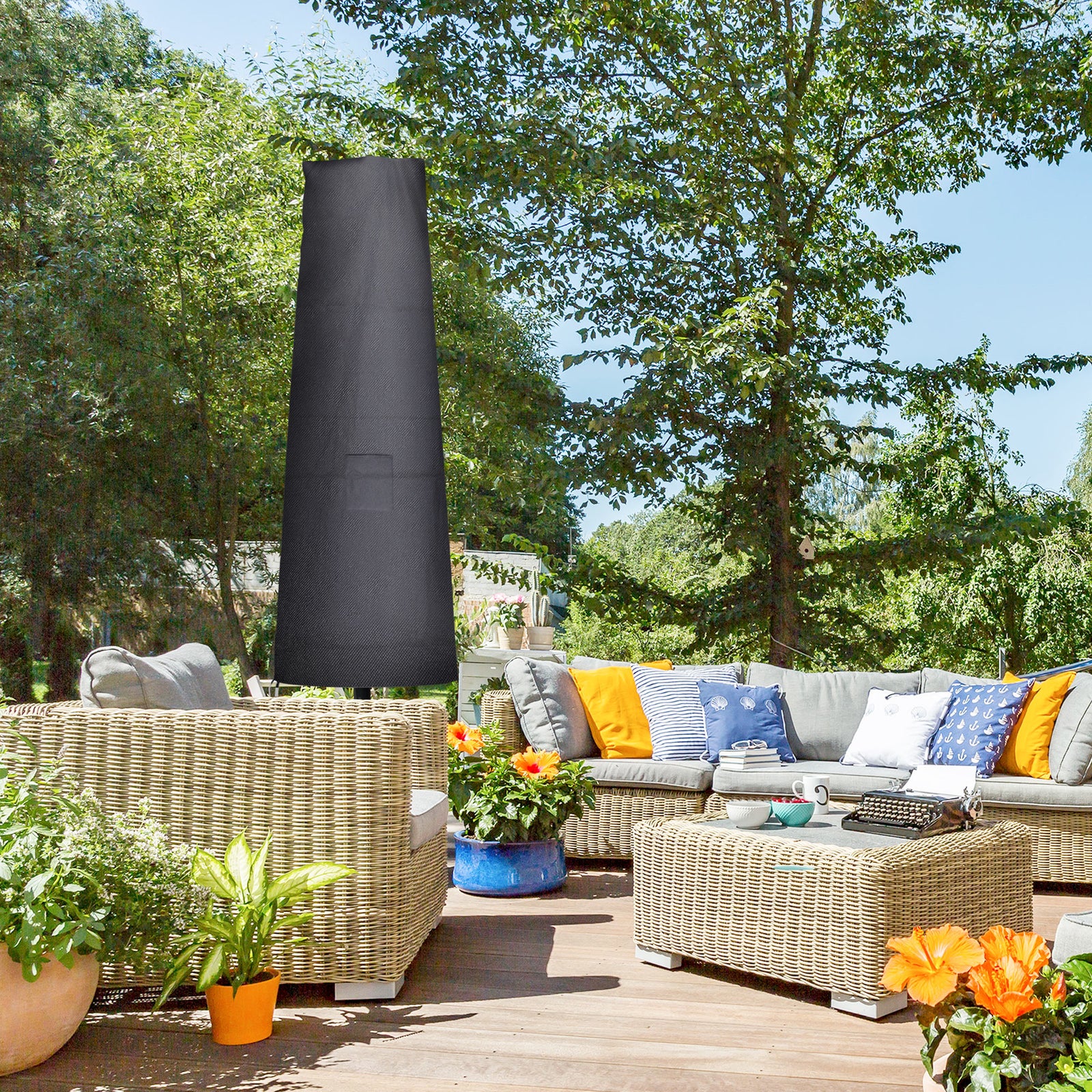 Garden Parasol Cover Waterproof Outdoor Cantilever Banana Umbrella Protector 300D Oxford Fabric 240 x 48/70 cm for 3 m Cantilever Parasol