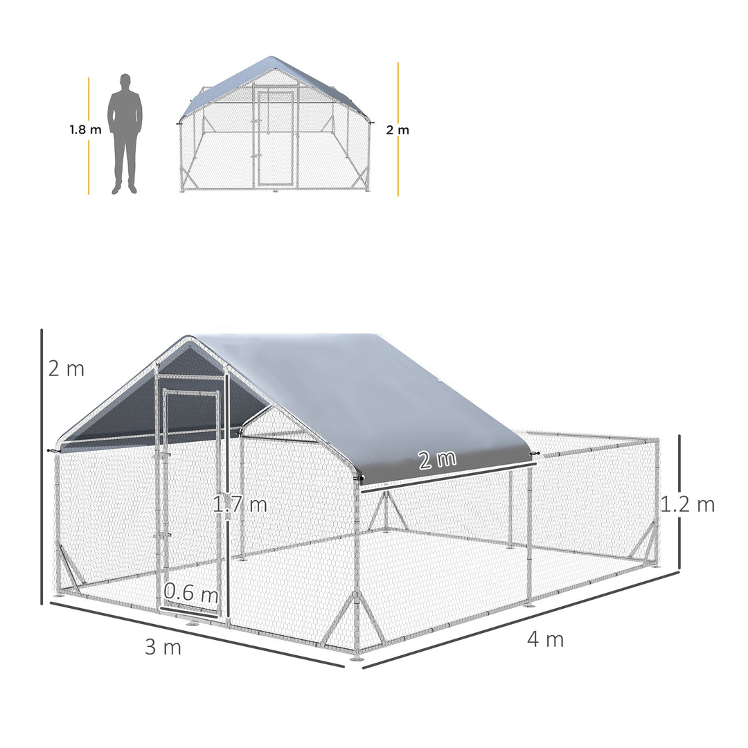 Walk-In Chicken Run, Hen House, with Roof, for Ducks, Chickens, Rabbits