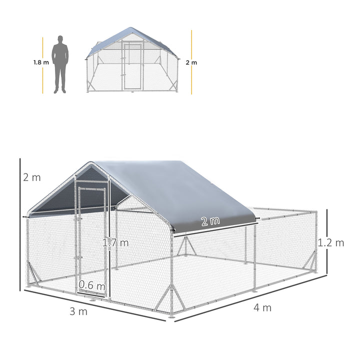 Walk-In Chicken Run, Hen House, with Roof, for Ducks, Chickens, Rabbits