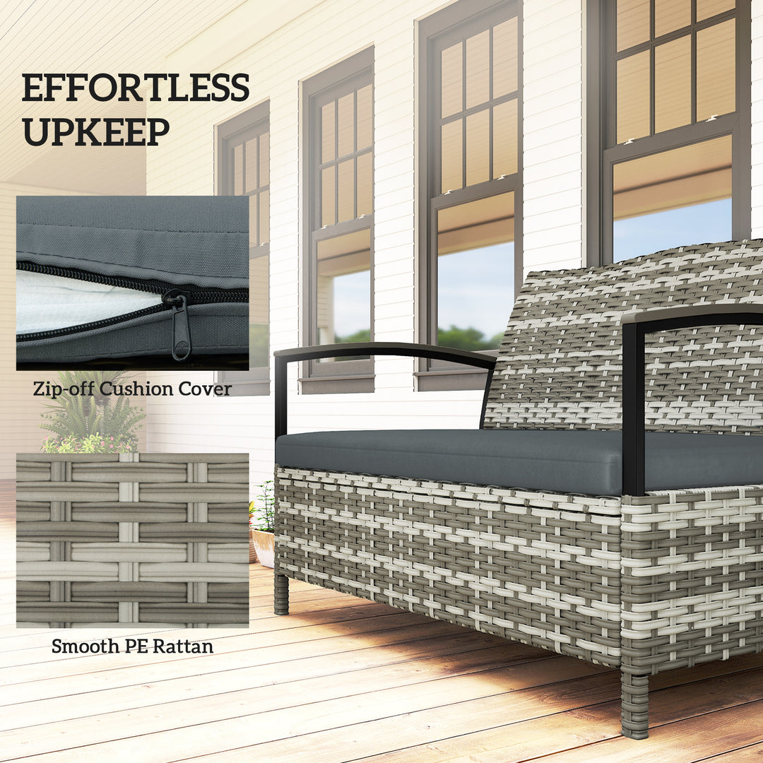 125L Garden Storage Bench, 2 Seater PE Rattan Outdoor Bench Storage Bo