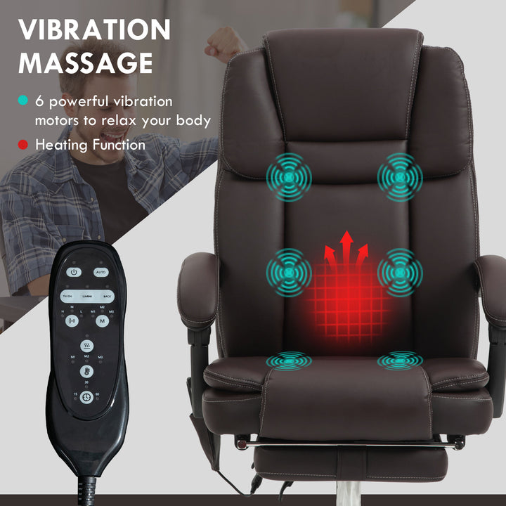 Six Point Vibrating Massage Office Chair - Dark Brown