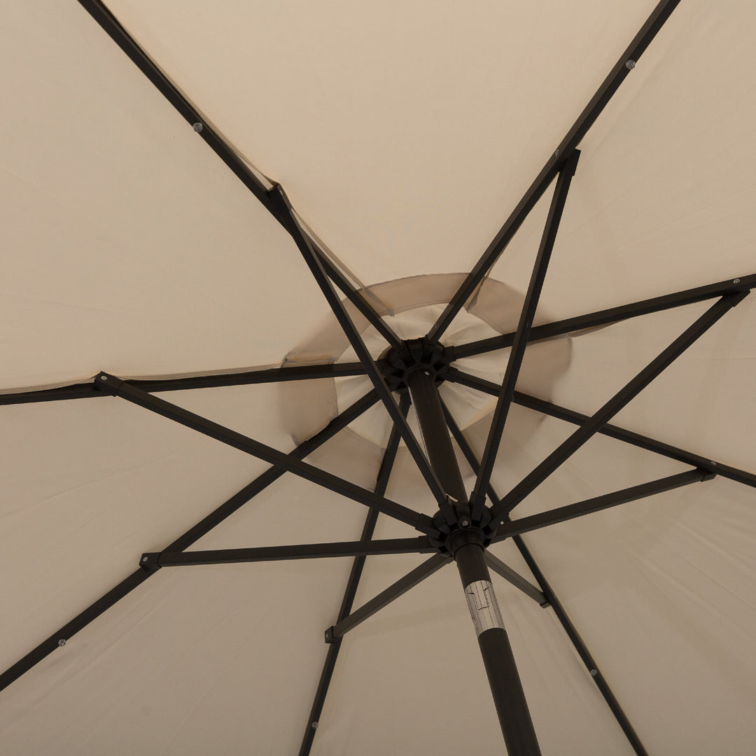 2.7m Patio Garden Umbrella Outdoor Parasol with Tilt Crank and 24 LEDs Lights (Cream)