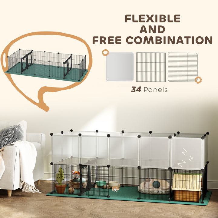 Pet Playpen with Waterproof Mat, DIY Small Animal Enclosure 34 Panels,