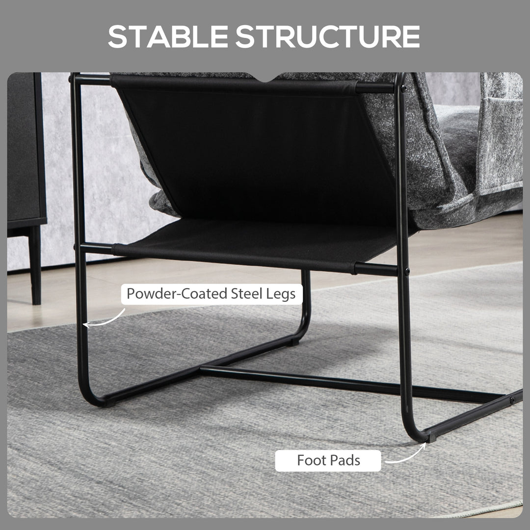 Minimal Padded Accent Chair, with Pockets - Grey