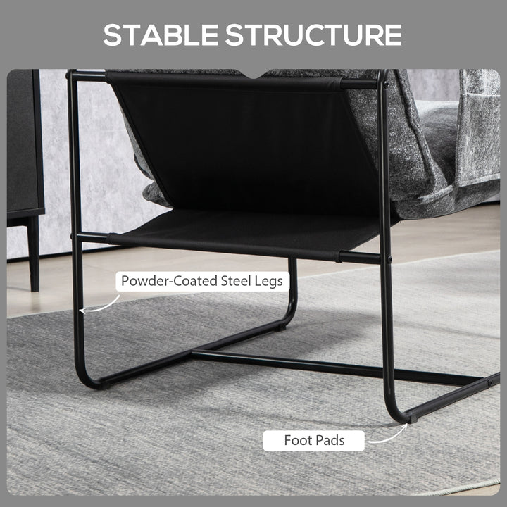 Minimal Padded Accent Chair, with Pockets - Grey