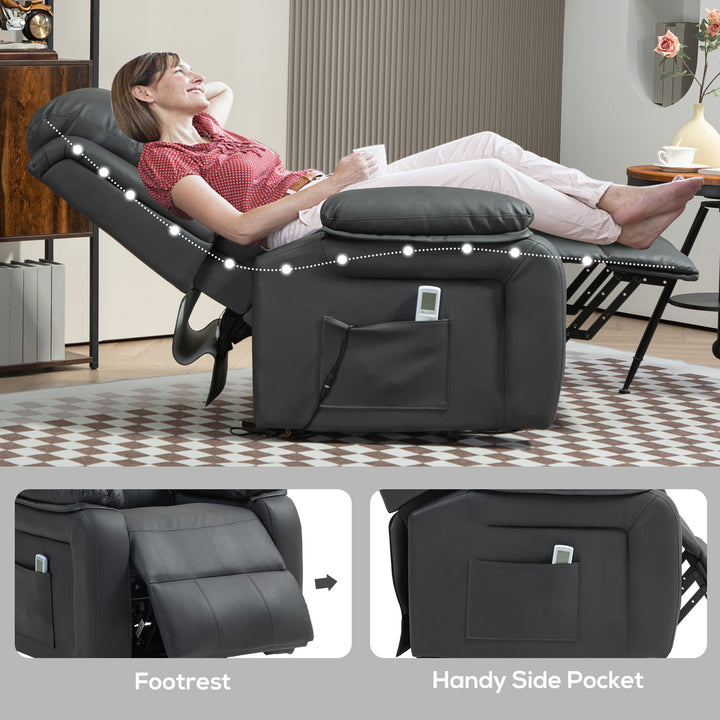 HOMCOM Electric Power Lift Recliner Chair Vibration Massage Reclining Chair with Remote Control and Side Pocket, Dark Grey