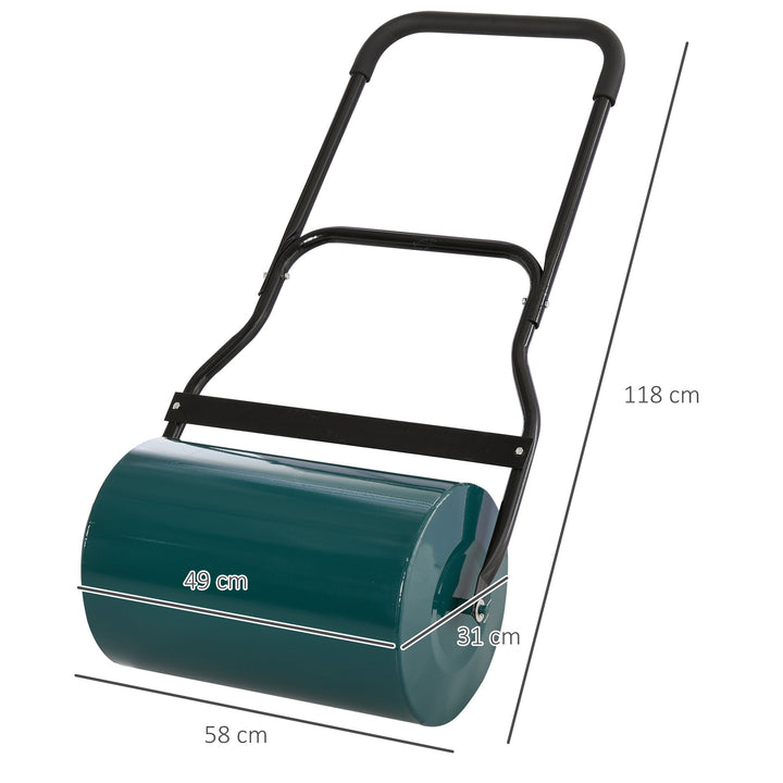 Outsunny 40L Lawn Roller Drum Scraper Bar Collapsible Handle Water or Sand Filled Φ32cm Green