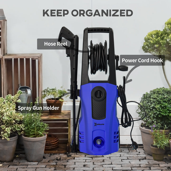 DURHAND 1800W High Pressure Washer, 150 Bar Pressure, 510 L/h Flow, High-Performance Portable Power Jet Wash Cleaner Blue