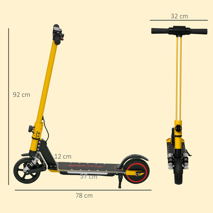 Folding Electric Scooter for Kids Age 6-14 with Dual Brakes, Front Suspension, LED Colourful Lights and Display, 6.8kg Lightweight Aluminium E Scooter, Up to 14 KM/H & 6 KM, Gold Tone