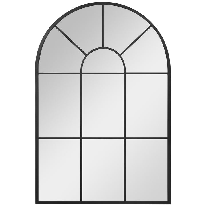 HOMCOM Arched Wall Mirror Modern, 91 x 60 cm, Window Style for Living Room, Bedroom, Sleek Design, Black | Aosom UK