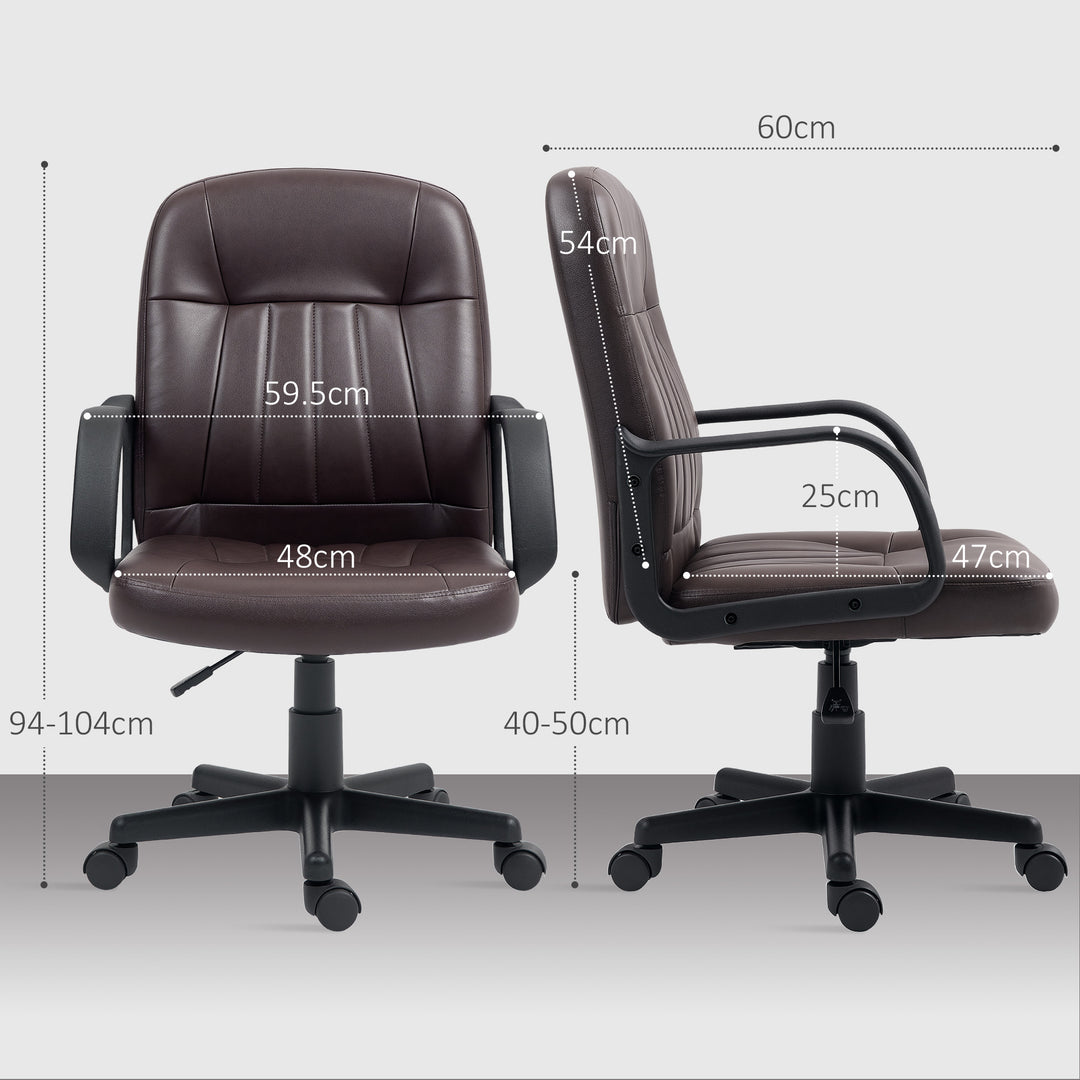 Swivel Executive Chair PU Leather Computer Desk Chair, Dark Brown