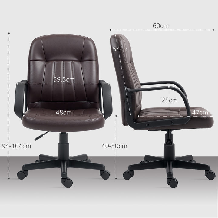 Swivel Executive Chair PU Leather Computer Desk Chair, Dark Brown