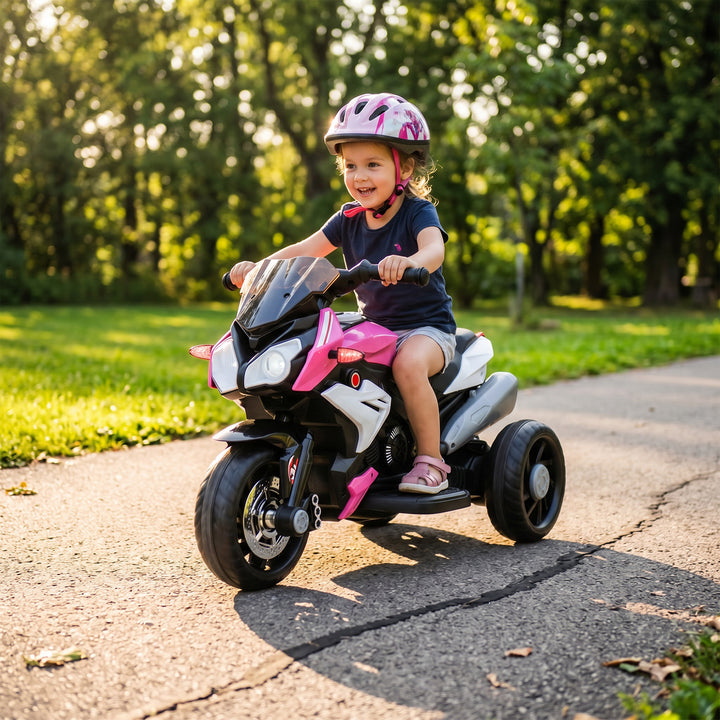Kids Electric Motorcycle, 6V Ride on Motorcycle with 3 Wheels, LED Hea