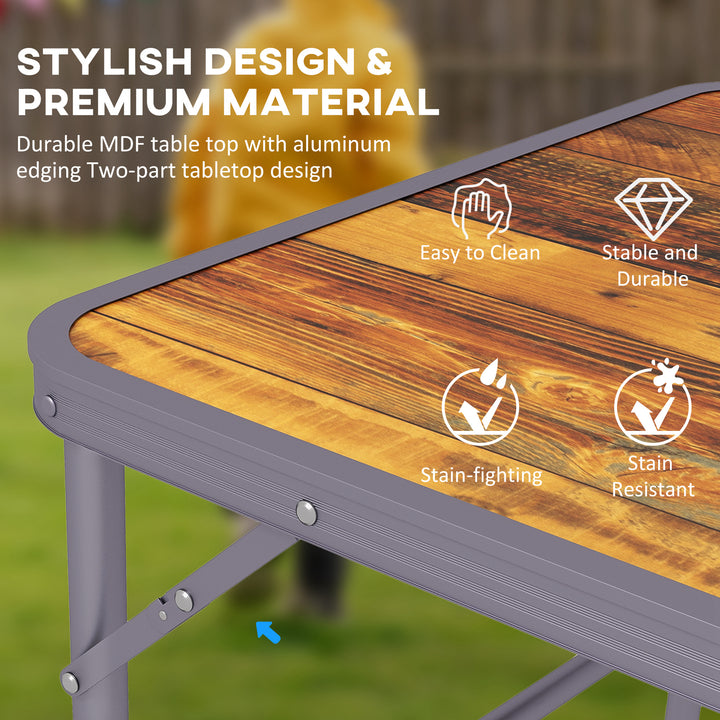 MCL 3ft Folding Camping Table Height Adjustable Aluminium Outdoor Garden Party Picnic BBQ Trestle Table Field Kitchen