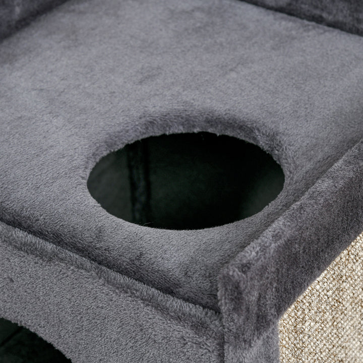 81cm Cat Scratching Barrel, with Two Cat Houses for Indoor Cats, Grey