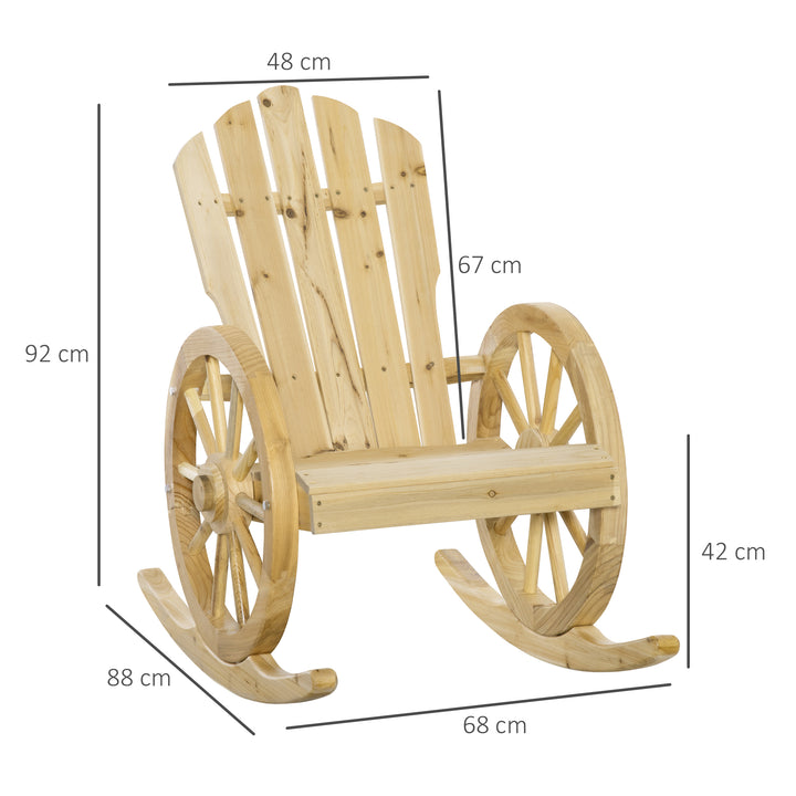 Wooden Adirondack Rocking Chair Reclining Armchair Outdoor Garden Furniture Patio Porch Rocker - Natural