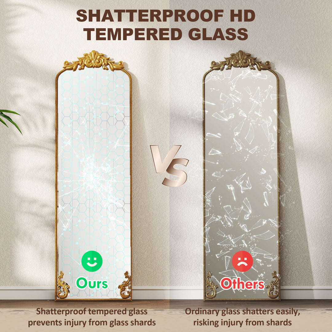 Full Length Mirror, 50 x 160 cm Floor Mirror with Baroque Metal Frame 