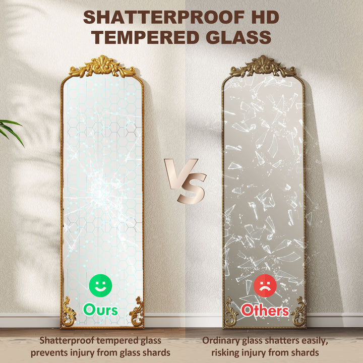 Full Length Mirror, 50 x 160 cm Floor Mirror with Baroque Metal Frame 