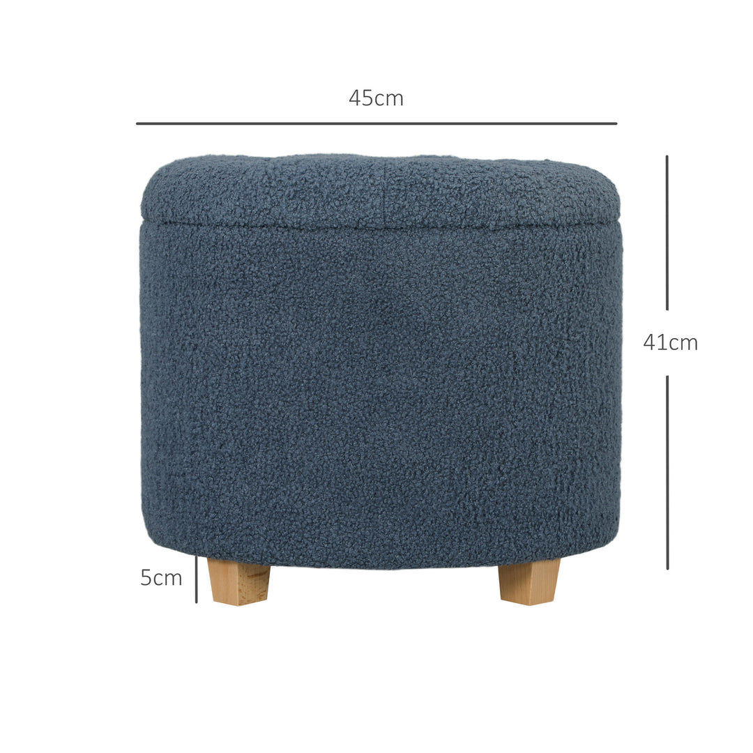 40.5L Teddy Fleece Storage Ottoman - Blue