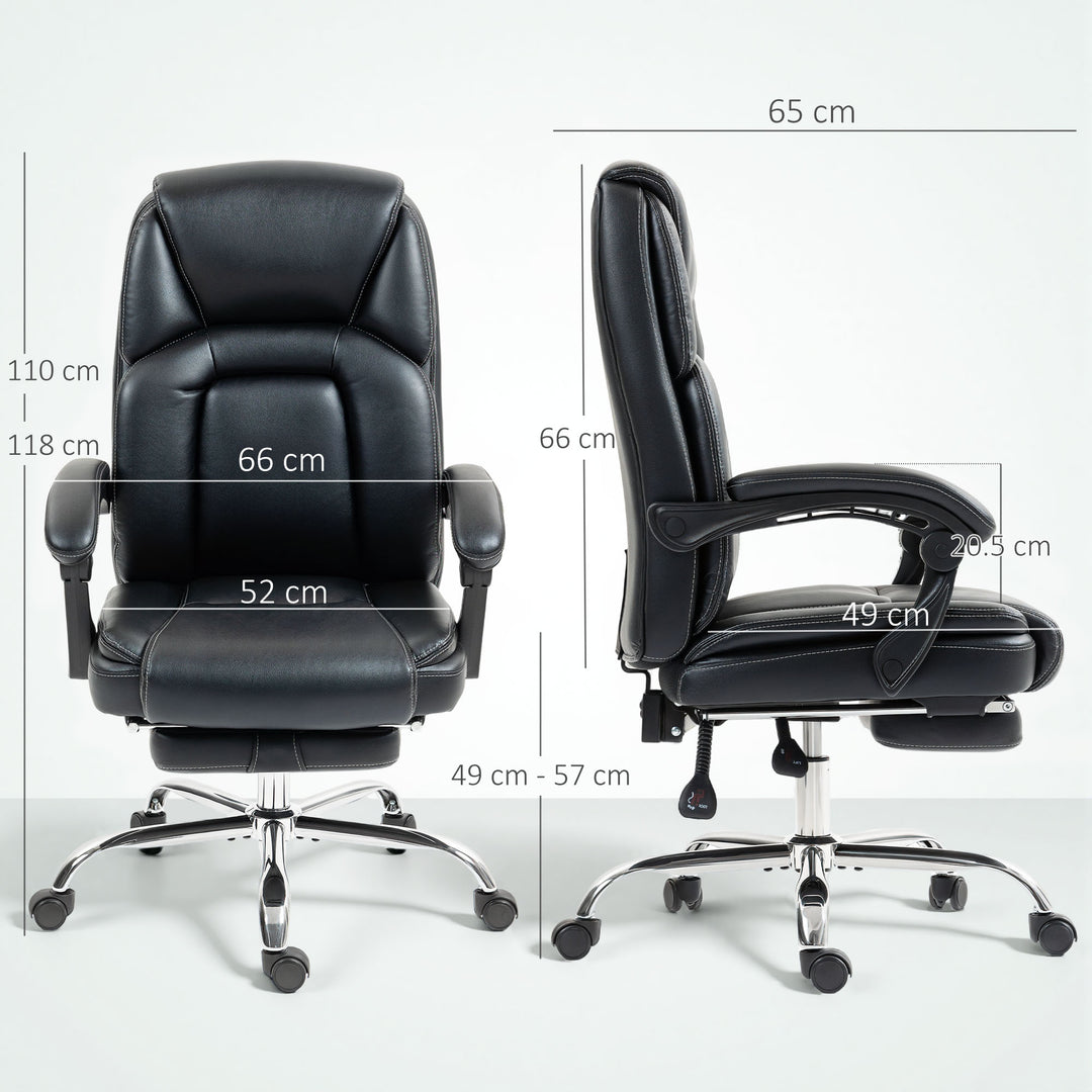 MCL Faux Leather Reclining Office Chair, with Footrest - Black