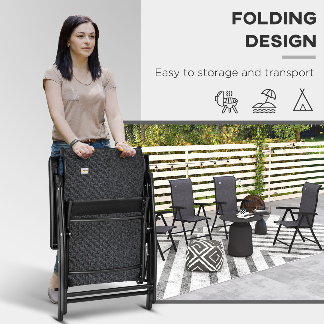 Set of Two Folding Garden Chairs, with Seven-Position Adjustable Backs - Grey