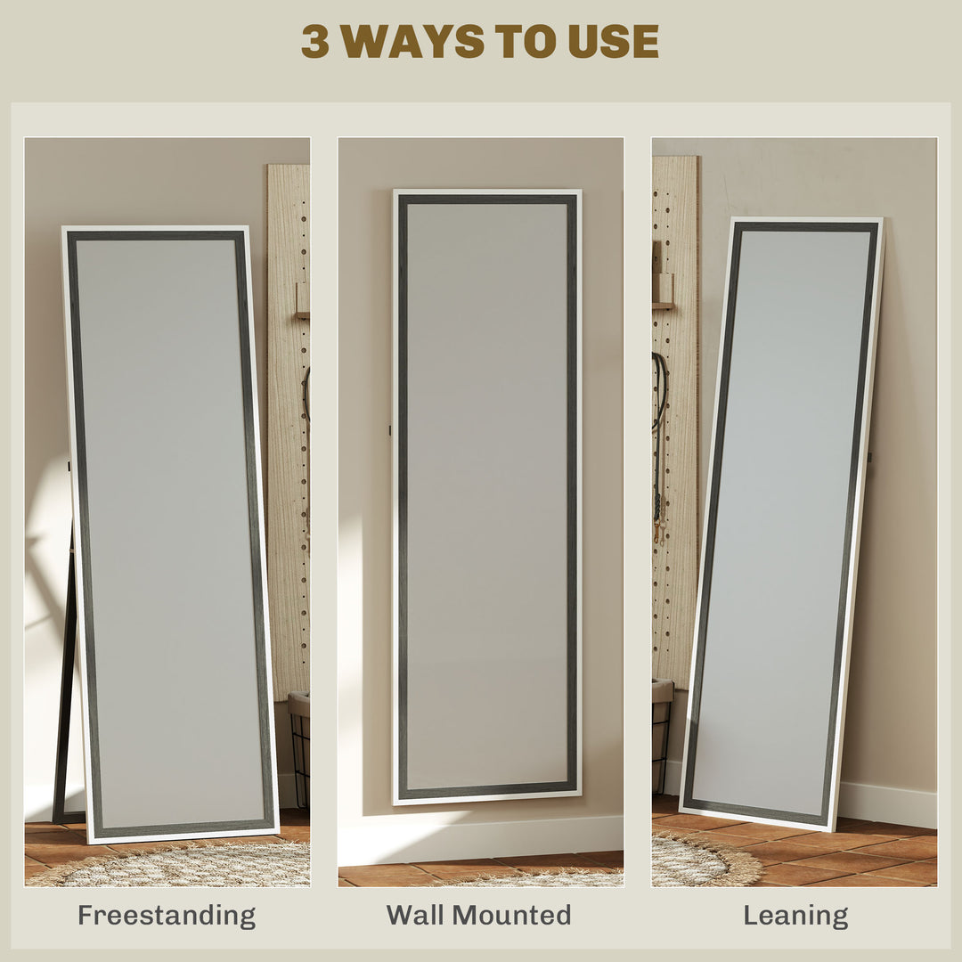 162.6 cm Two-Tone Full Length Mirror - White/Grey-Tone