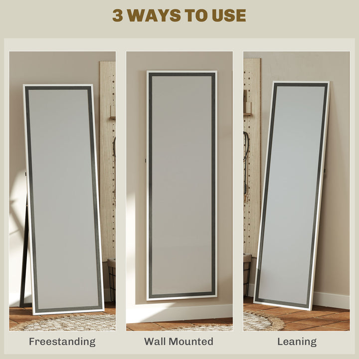 162.6 cm Two-Tone Full Length Mirror - White/Grey-Tone