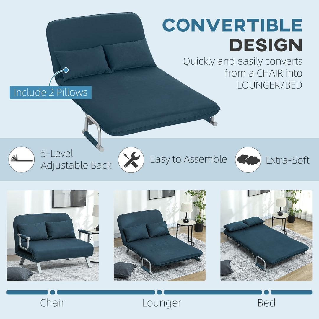 Two-Seater Click-Clack Sofa Bed - Navy Blue