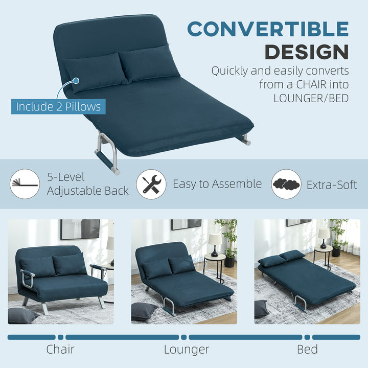 Two-Seater Click-Clack Sofa Bed - Navy Blue