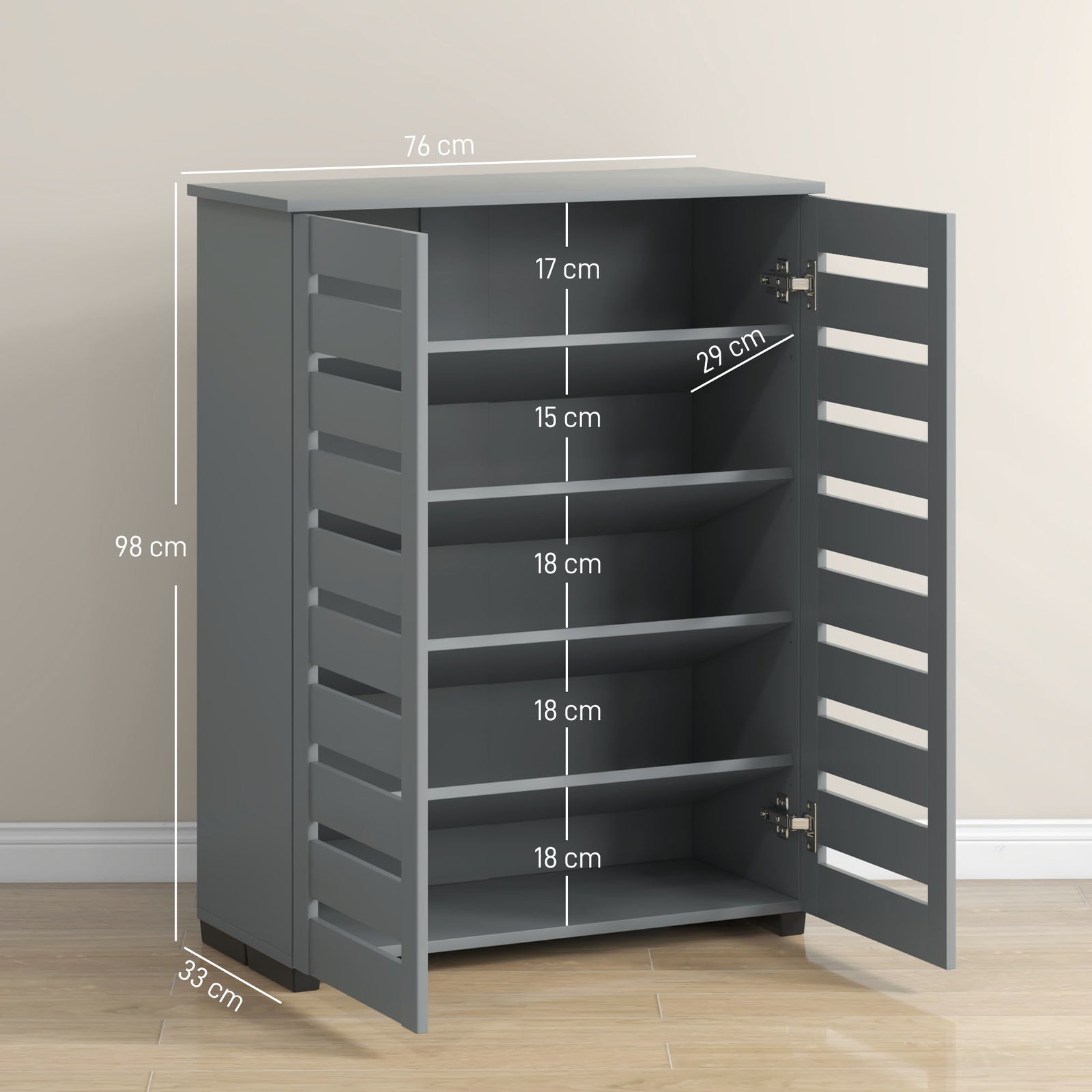 Narrow Shoe Cabinet for Entryway, 5-Tier Slim Shoe Storage Cabinet wit