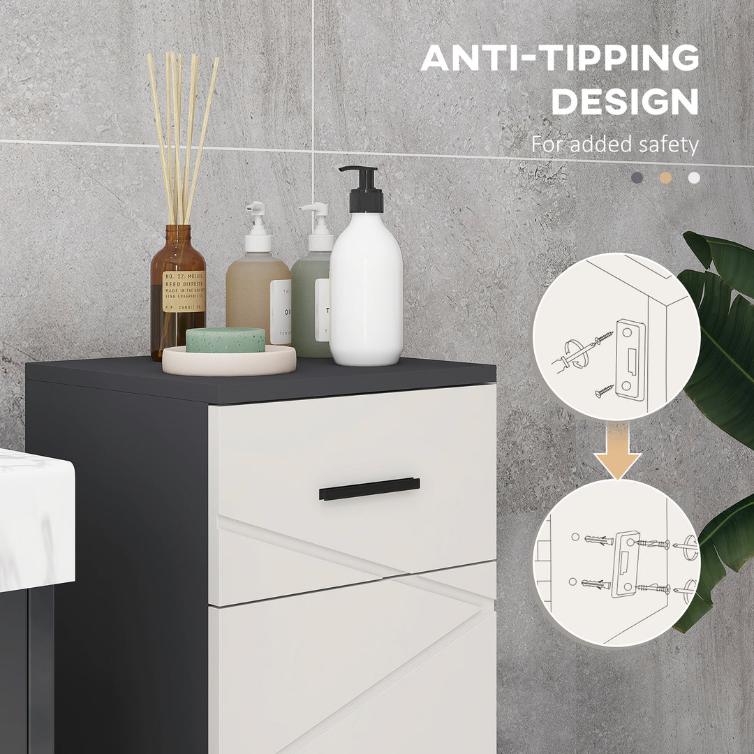 kleankin Slender Bathroom Cabinet: Compact Storage with Drawer, Door & Adjustable Shelf, Soft-Close Mechanism, Grey Hue | Aosom UK