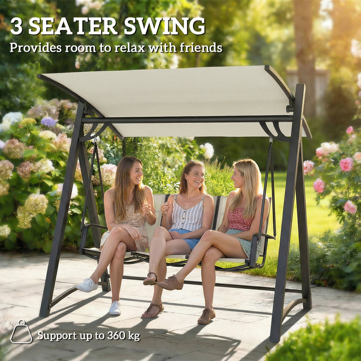 3 Seater Swing Chair, Garden Swing Bench with Adjustable Tilting Canop