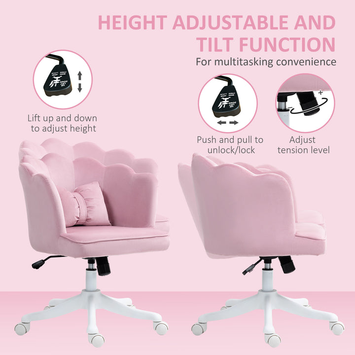 Velvet-Feel Petal Back Office Chair - Pink