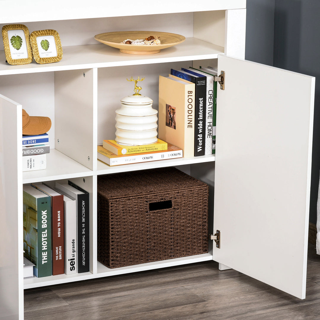 LED Storage Cabinet, Cupboard with High Gloss Front and RGB Lighting, Modern Sideboard for Entryway, Dining Area, Living Room, White