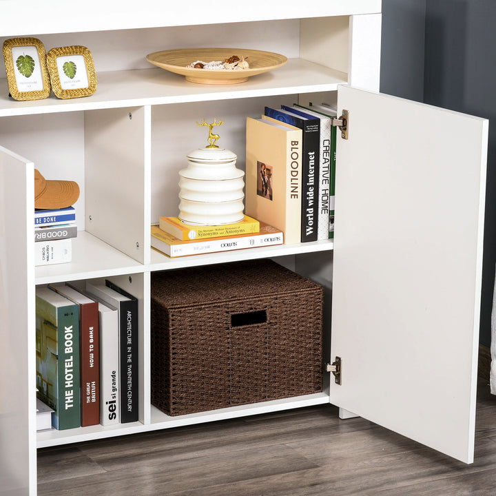 LED Storage Cabinet, Cupboard with High Gloss Front and RGB Lighting, Modern Sideboard for Entryway, Dining Area, Living Room, White