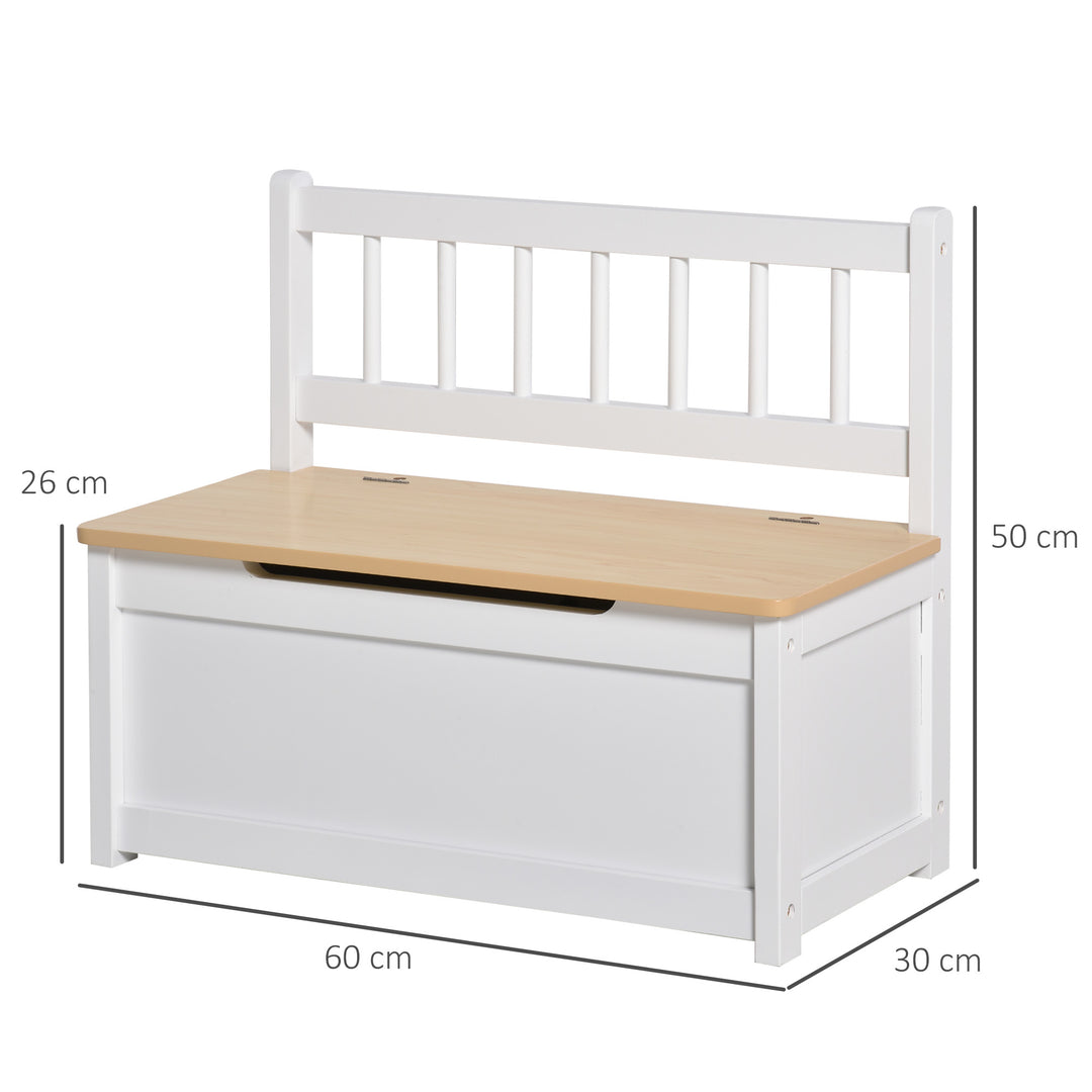 2 In 1 Wooden Toy Box, Seat Storage Bench, Storage Chest Cabinet Organiser, with Safety Pneumatic Rod