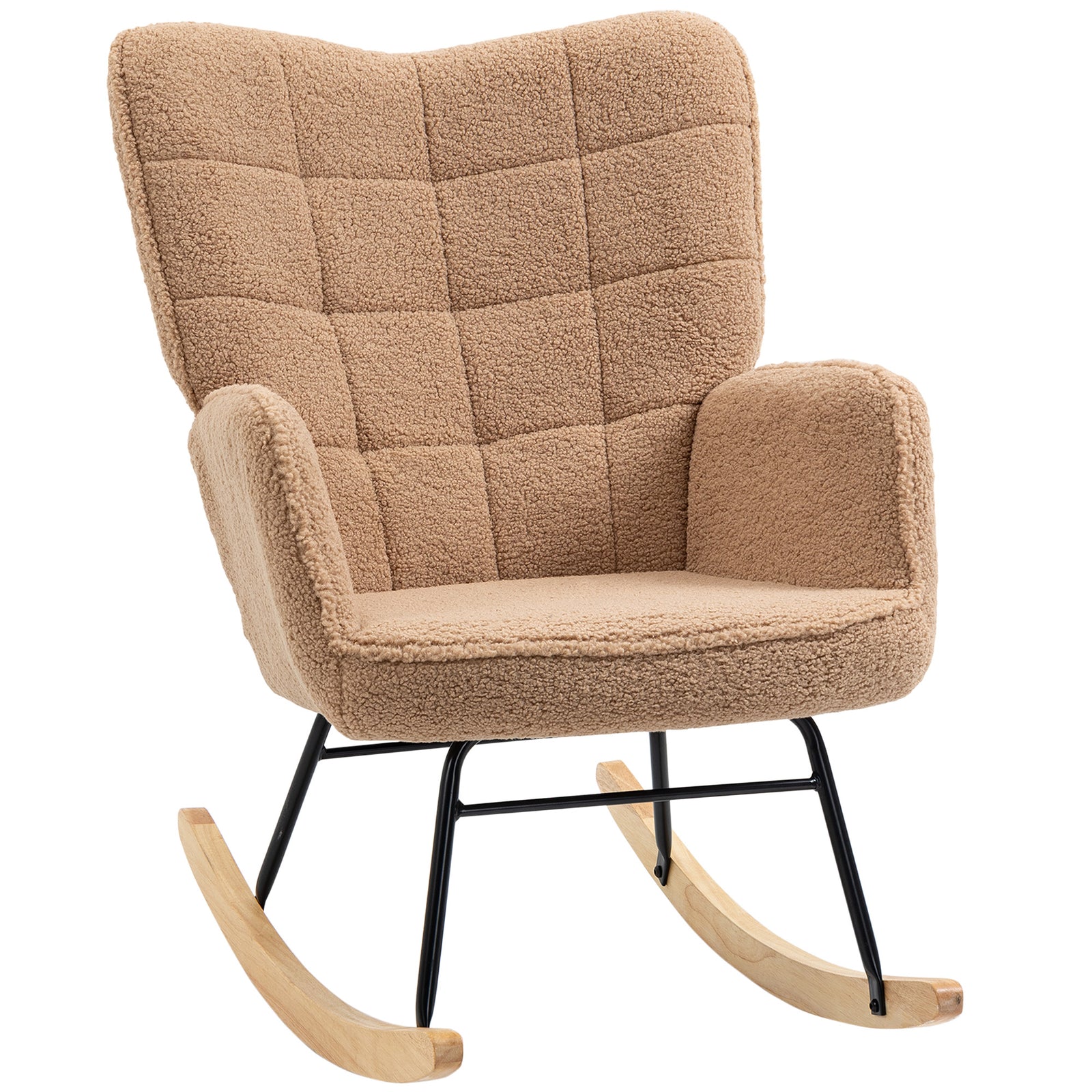 Soft Fleecey Rocking Wingback Chair - Light Brown