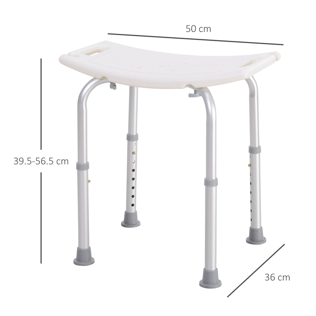 HOMCOM Portable Non-Slip Bathroom Stool Rectangular Adjustable Height Mobility Medical Grade Stabilized Shower Seat | Aosom UK