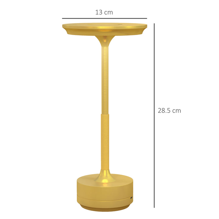 HOMCOM Cordless Table Lamp, Touch LED Desk Lamp with 4000mAh Rechargeable Battery, 3 Colour, for Bedroom Living Room, Gold Tone