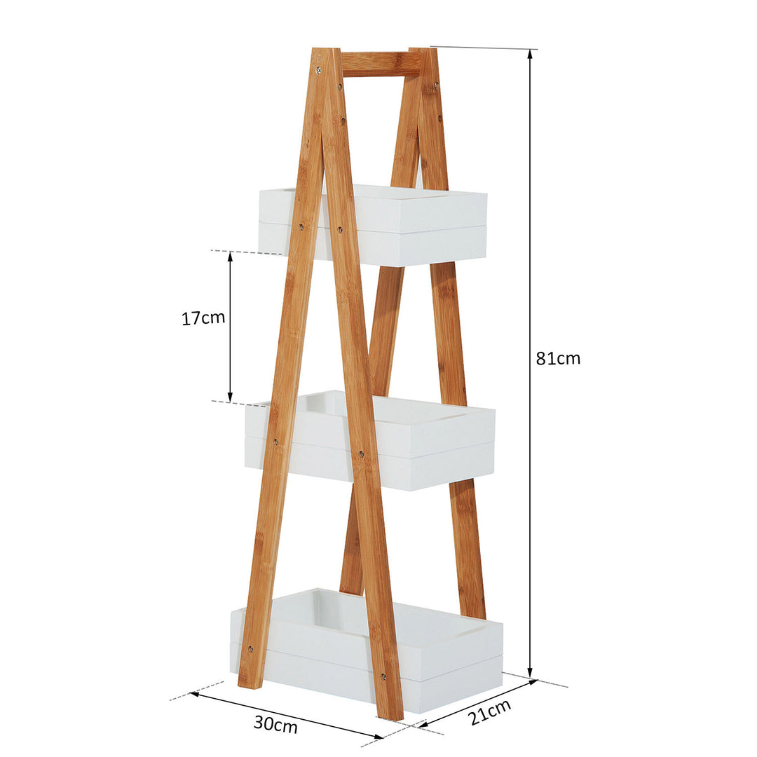 HOMCOM Freestanding 3 Tier A Frame Shower Caddy, Bathroom Storage Rack Shelf Organiser, Water-Resistant, White | Aosom UK