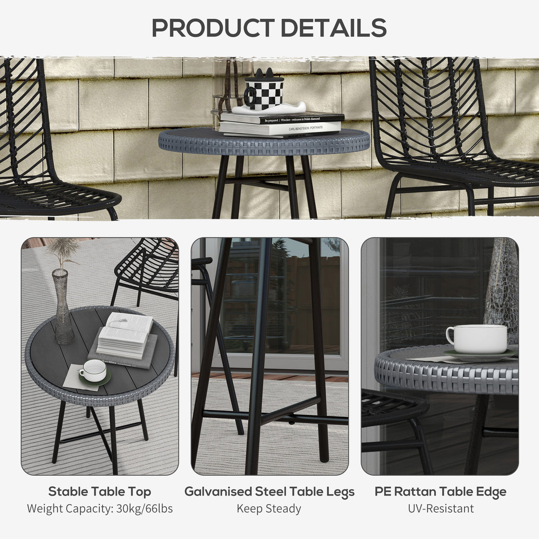 Rattan Border Outdoor Side Table - Grey