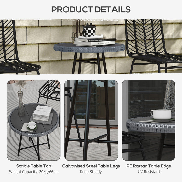 Rattan Border Outdoor Side Table - Grey