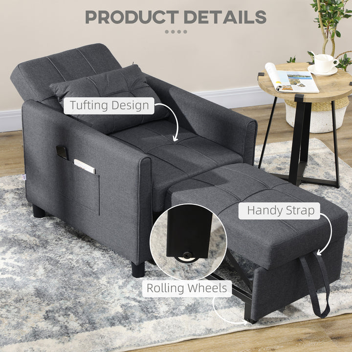Linen-Look Single Chair Bed - Grey