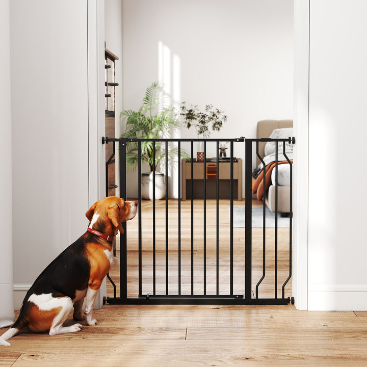 Wide Dog Safety Gate, with Door Pressure, for Doorways, Hallways, Staircases - Black