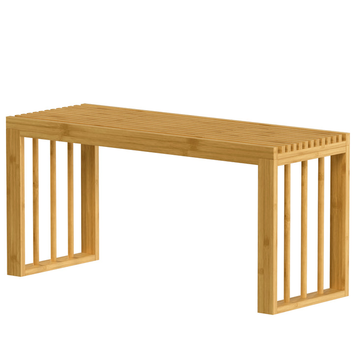 90 cm Bamboo Shoe Bench Backless Hallway Bench Seat, Wood Indoor