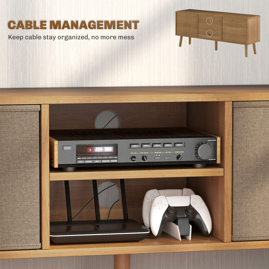 TV Cabinet Stand Unit for TVs up to 50'' with Foldable Drawers, Entertainment Centre for Living Room Brown
