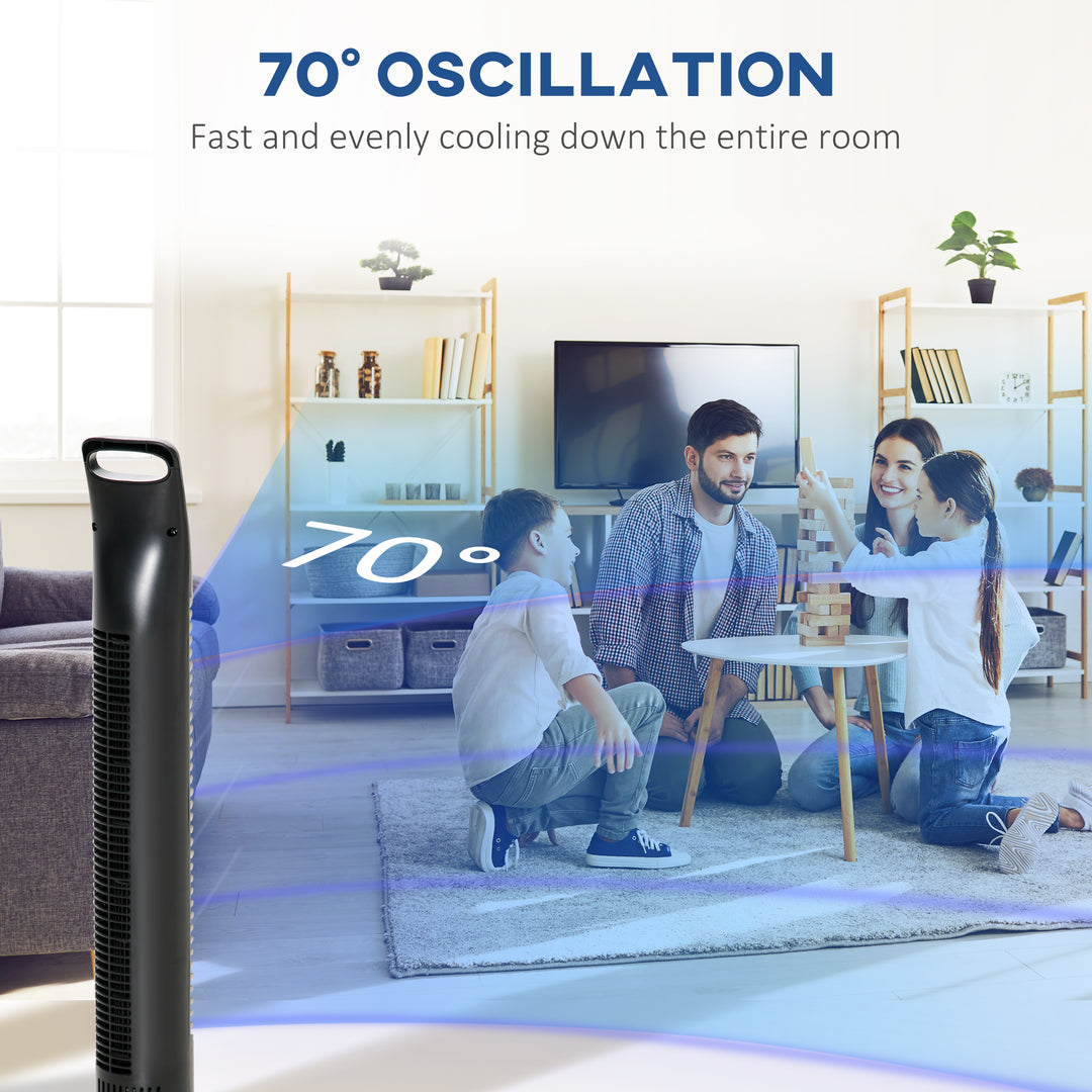 MCL 31" Oscillating Tower Fan with Remote Control, 7.5H Timer, 3 Speed 3 Modes, Electric Floor Standing Cooling Fan for Home Bedroom Office, Black