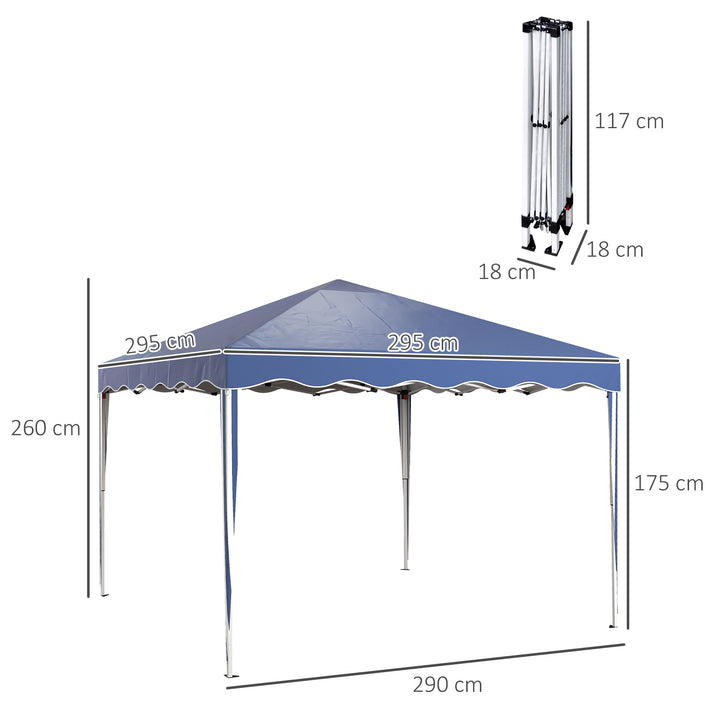 Outsunny 3x3(m) Pop Up Gazebo Canopy, Foldable Tent with Carry Bag, Adjustable Height, Wave Edge, Garden Outdoor Party Tent, Blue